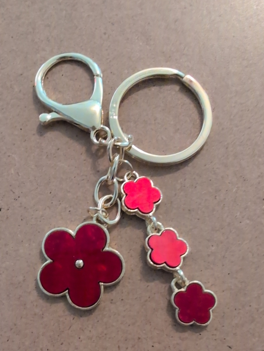Red Flower Keychain Charm - Women Accessories